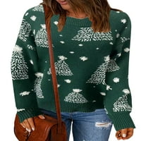 Ženska božićna pahuljica Grafički grafički vrat dugih rukava pleteni džemper