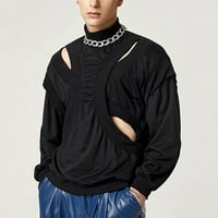 Muška majica Udobni mišićni dugi rukav Ležerni odjeća Dosta košulja za prozračnost Black M