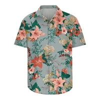 Odeerbi Muška ljetna havajska majica Grafička plaža T-majice Casual tipke Boja blok za štampanje sa