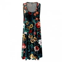 Ernkv Ženska dužina koljena labavoizrače cvjetno tiskovina vintage boho kvadratna haljina odjeća Flowy