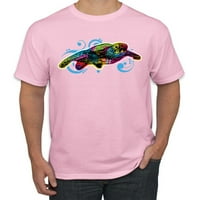 Divlji Bobby, šarena morska kornjača plivanje ljubavnika životinja Muška grafička majica, svijetlo ružičasta,