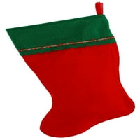 Vezeni početni božićni čarapa, zeleni i crveni filc, bijeli vez