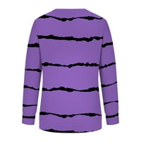 Dyegold dukseri za žene Jesen modni casual posadni vrat dugih rukava pulover vrhovi trak-print plus