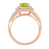 1.3ct okrugli rez zeleni prirodni prirodni peridot 18K ružičasto zlato Angažovanje halo prstena veličine