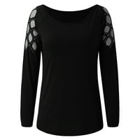 Guvpev ženski modni izrez izduženi kratki dugi rukav majica Ležerne prilike - crni xxxxxl