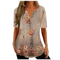 HFYIHGF Smanjite majice za žene za žene cvjetni print tunic Ljetni vrhovi Dressy casual kratki rukav