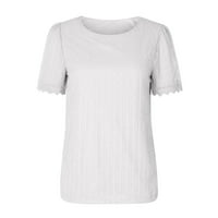 Ženske majice Prodaja čišćenja modne žene ruunk vrat kratkih rukava majica majica čipkasti čvrsti labavi