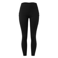 Ženske hlače u boji u boji visoki struk- Ležerne čvrste tanke fitnes fitness tajice Pocket -sifikovanje