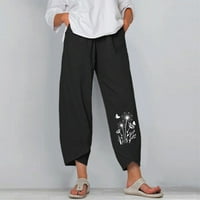 Akiihol ženske radne hlače Žene visokog struka Capri pantalone casual labavi ugradbeni joga hlače udobne