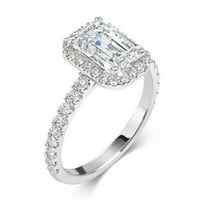 3. CTS certificirani Emerald Moissite Silver Angažman prsten 18k bijelo pozlaćeno dijamant Art Deco