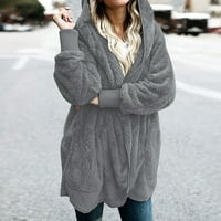 Na prodaju kardigan za žene predimenzionirani otvoreni prednji kapuljač kaputičarski kaput, tamno siva