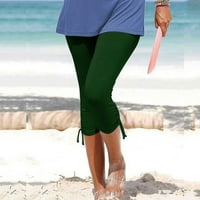 Ylioge Womens Odbirni kapri hlače Hlight Ljeto Summer Solid Color Hlacke Drawstring Stretchy Slim Fit