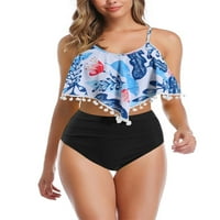 Žene dva visokog struka bikini tankini kupaći kostimi plićavi za plivanje leđa za plažu na plažima trbuha,