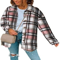 Eytino ženske majice s dugim rukavima Flannel rever gumb dolje kaputi za jaknu
