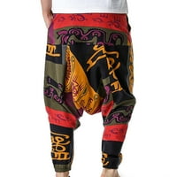 HVYesh en's linen baggy hippie boho joga harem hlače afrički uzorak ispis ispuštaju Crotch Jogger Street
