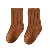 Puawkoer Dječje čarape Jesen i zimska modna boja jednostavna vertikalna uzorka Udobne tople čarape Žene