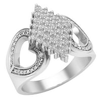 DazzlingRock kolekcija okrugla bijeli dijamantski klaster Obećaj prsten za žene u srebru u sterlingu,