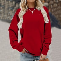 Vrhovi za žene plus veličine Žene dugih rukava Ležerne majice Boja okrugla vrat Duks pulover Loose Tunic