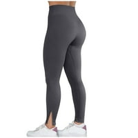 Ženska solidna boja visoki struk dizanje sportske hlače Yoga hlače gamaše sive m