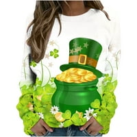 TKLPEHG Ženska majica s dugim rukavima Ženske vrhove Grafički majica Leisure St. Patrick's Day DWarf