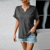Ernkv ženski ljetni trendi labavi osnovni vrhovi klirens čvrsti vrhovi kratkih rukava majice V izrez