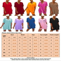 Glookwis Ladies V izrez Lounge setovi labavi fit loungwe casual odjeća noćna odjeća prorez visoki struk pidžama PJS narandžasti s