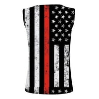 USMISI 4. srpnja tenkovi Plus veličina pletena rebrasti dan neovisnosti Patriotski majica prsluk žena ženska modna američka zastava Ispis V-izrez ljetni bluze bez rukava Black l