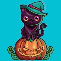 Bijesno slatka Halloween Vampire Witch Kitty Cat Muške Ocean Blue Graphic Tee - Dizajn ljudi M