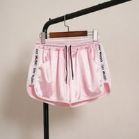 NSENDM kratke hlače za žene ženski elastični struk casual comfy pamučne kratke hlače sa crtežom, ružičastom,