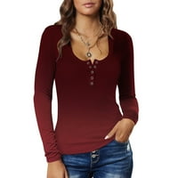 Majice za žene Modni ispis u boji kvadratni ovratnik dugih rukava majica za blubu za bluzu na vrhu XL
