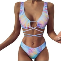 Ženska tonga bikinija za klisunje kupaći tužba Tie-boja čipka up cheeky dva brazilska kupaći kostim