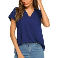 Leylayray ženska bluza modna ženska ljetna kratka rukava s kratkim rukavima V-izrez majica šifonskog