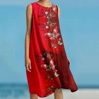 Žene ljetne haljine casual rastezasti pamuk i posteljina udobna cvijeća za plažu, haljina s dugim plažom