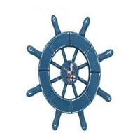 Rustikalno svijetlo plavi ukrasni brodski točak s galebom 6