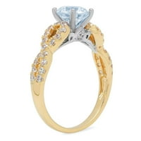 1.36ct okrugli rez plavi simulirani dijamant 18k žuti bijeli zlatni godišnjica zaručničke prstene veličine