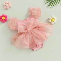Woshilaocai Baby Girls Romper haljina rođendana Outfits čipkasti bodi, flower vez Onesie Flyne rukave