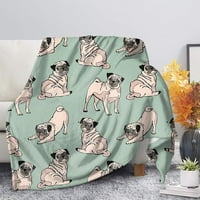 Flanel pokrivač slatka životinja pug pasa mekana topla jesen kauč runo baca pokriva za krevet kauč za