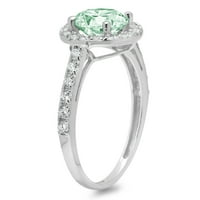 1.86ct okrugli rez zeleni simulirani dijamant 18k Bijelo zlato Graviranje Izjava bridalne godišnjice