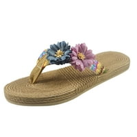 Papuče za žene žene tkanje na plaži sandale za prozračivanje home klizanje cvijeće Flip-flops ravne