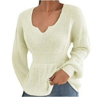 TOQOT Fall džemperi za žene - pop V-izrez pletene nove solidne poklone za žene Božić i zahvalnosti Pulover