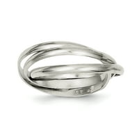 Sterling Silver Trostruki intertwining prsten