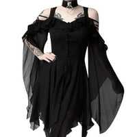 Ljetne haljine za žene Ženska moda Tamna u ljubavi Ruffle rukavi s ramena Gothic Midi haljina