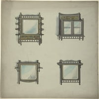 Dizajn za četiri viseća ogledala Poster Print anonimnim, Britanskim, 19. vijekom