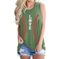 Dame Ljetna moda Solidna boja Baseball Print uzorak prsluk bez rukava Top majica Loose Skinny Fit Street