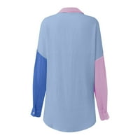 Cuoff ženske modne bluze košulje jesen zima Sredina dužina kontrastna boja rever u casual stilu Jednostruki