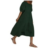 Mini haljine za žene modne žene labave solidne boje O-izrez duhovne rukave casual boemske kratke rukave