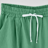 WEFUESD Hlače za ženske pantalone za žene tiskane ljetne pamučne patve visoke struke plus veličine kratkih