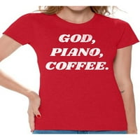 Newkward Styles Bog piano kafe majica za žene Christian odjeća za dame vjerska ženska majica Christian