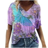 Ženske majice plus veličina Cvijeće Štampanje modne povremene slikovne bluze za okrugle vrata Proljeće