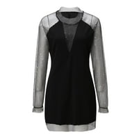 Ljetne haljine za žene mini bez rukava moda Bodycon puna duboka V-izrez crna 2xl